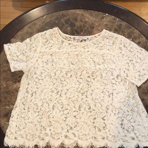 LOFT white lace blouse